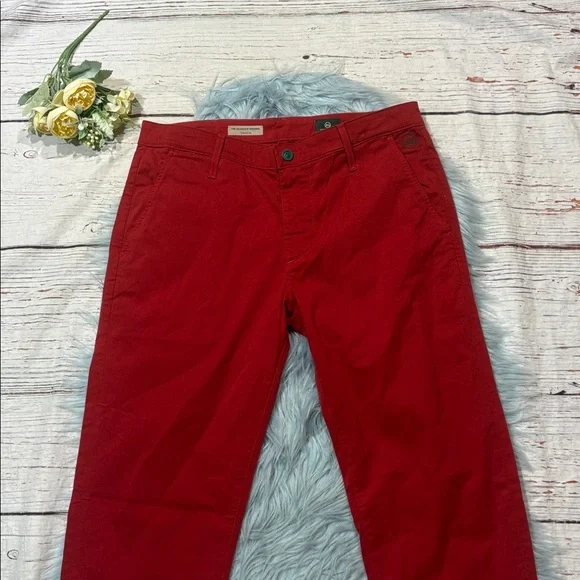 NWOT AG Adriano Goldschmied Graduate Chino Rocker Red Trousers